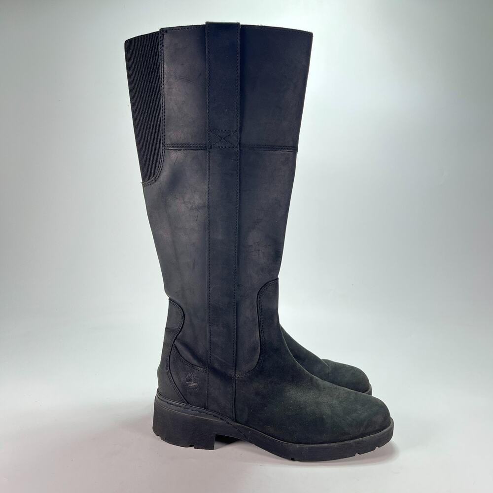 Timberland Graceyn Black Waterproof Suede Knee High Pull On Boots Women's Size 7